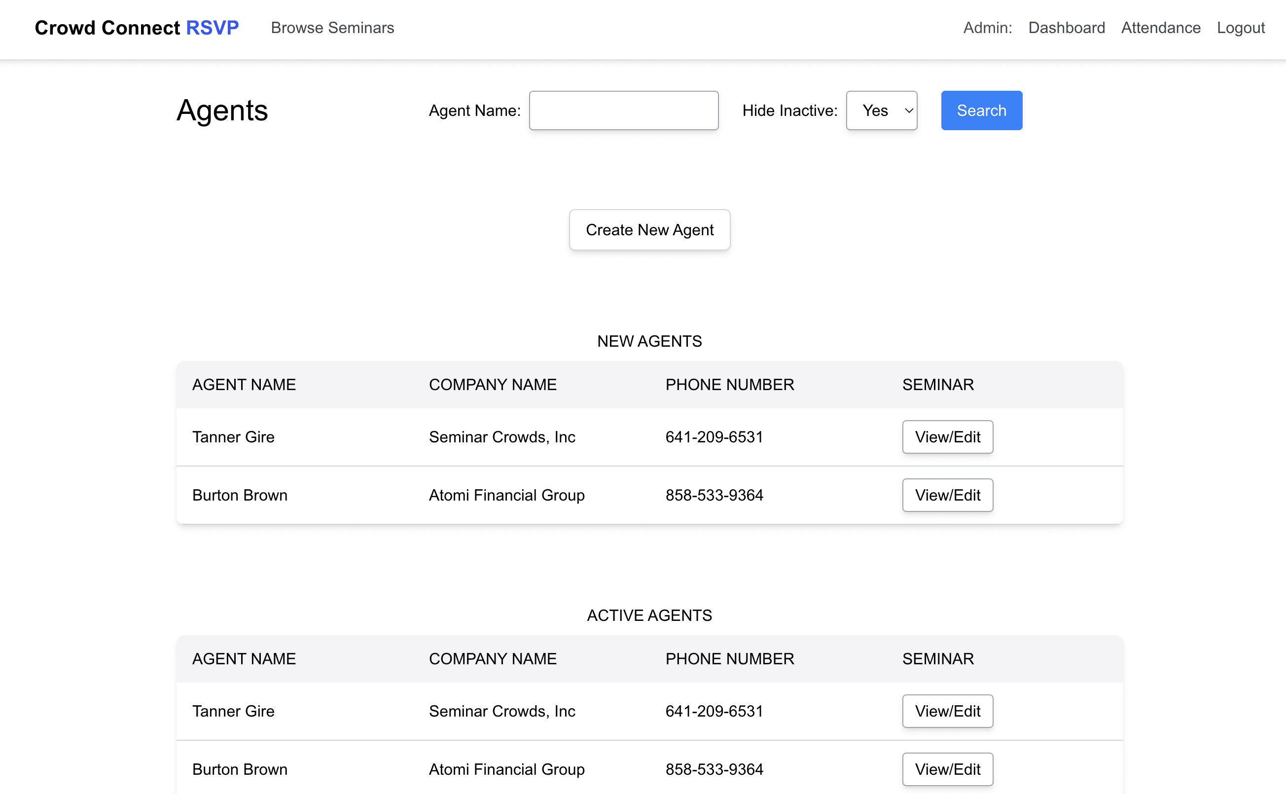 Agent Management Dashboard